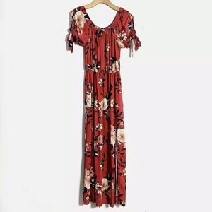 Band of Gypsies Red Ruffled Tiered Maxi Dress